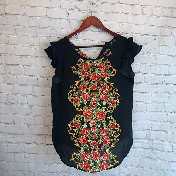Women’s Black & Flowered Blouse - Picture 2 of 3